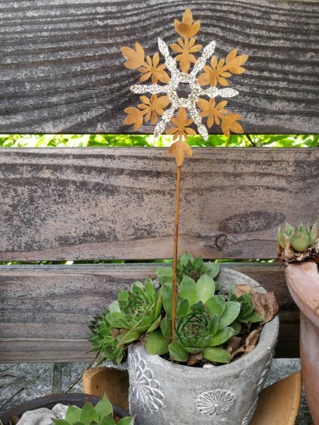 Topfstecker Schneeflocke Haunani, Goldglitzer Weihnachtsdeko Winterdeko Advent-image