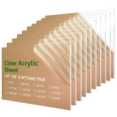 10 Pcs 11''x14'' Clear Acrylic Sheets 0.04'' Thick for Craft & Sign Projects