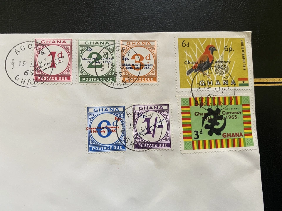 Ghana 1965 FDC + Postage-Due Set #J11-15 + Decimal Currency Cachet - Image 2 of 3