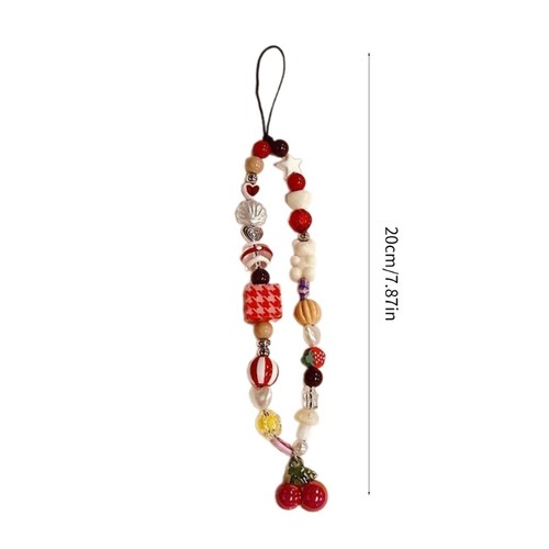 Handmade Cherry Bear Beaded Phone Keychain Charm Stylish Hangings Decorations - Photo 8/8
