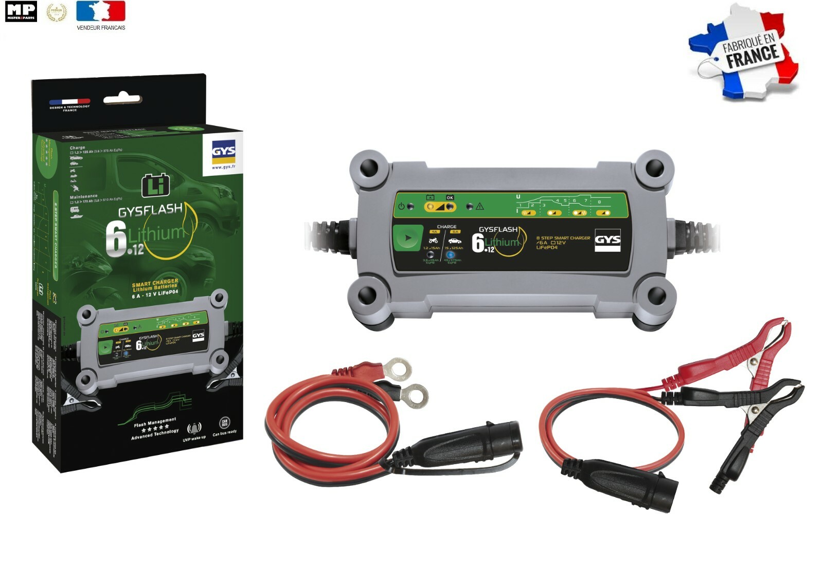 GYS GYSFLASH 6.12 LITHIUM : Chargeur de Batterie 12V pour Sauver les Cellules Vides