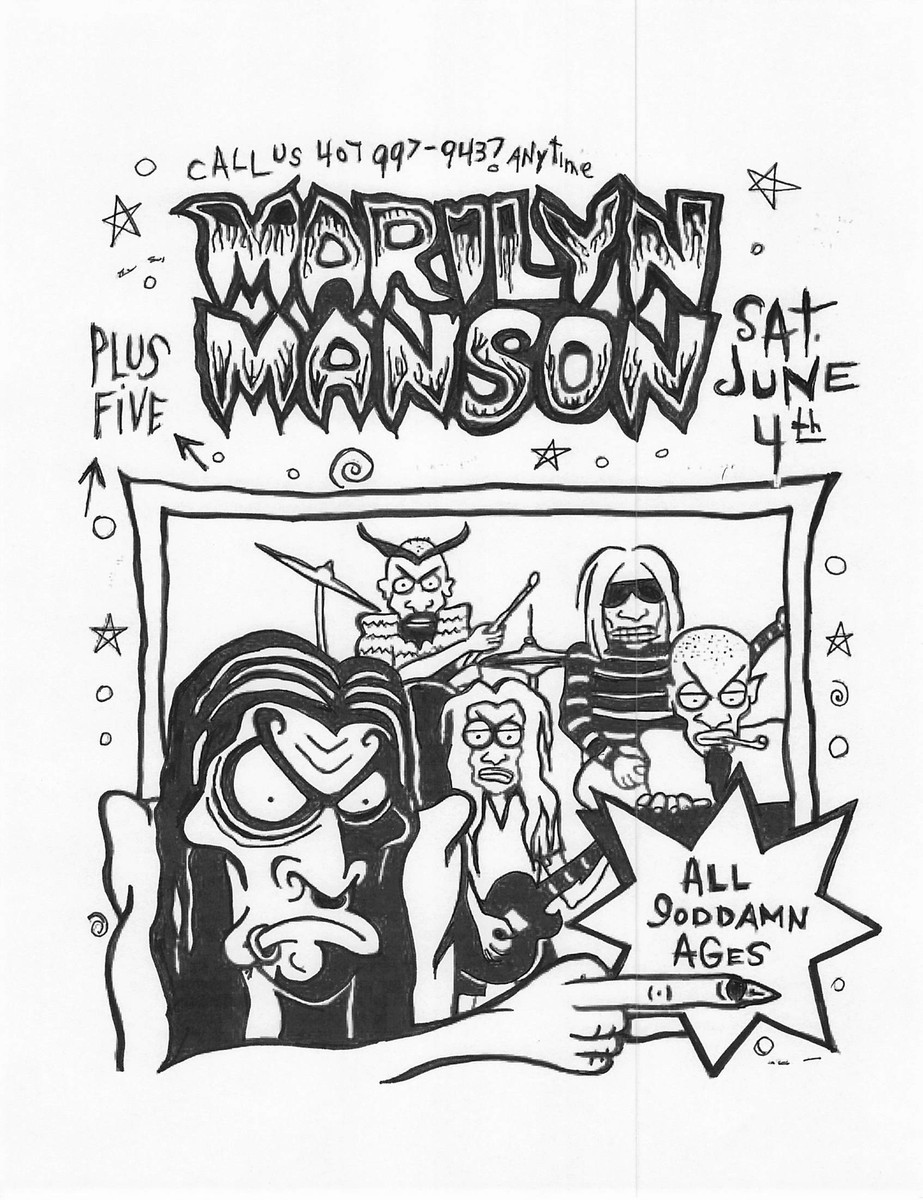 Marilyn Manson Concert Flyer 1994 Plus 5 Lounge White | eBay UK