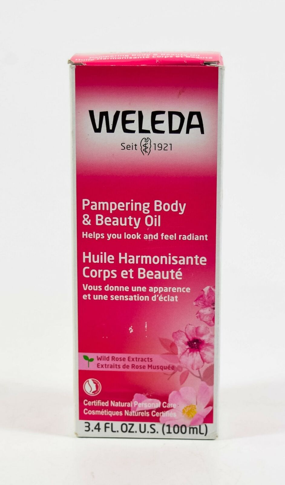 1 Weleda PAMPERING BODY & BEAUTY OIL 3.4oz natural Wild Rose Extract NIB 09/2023