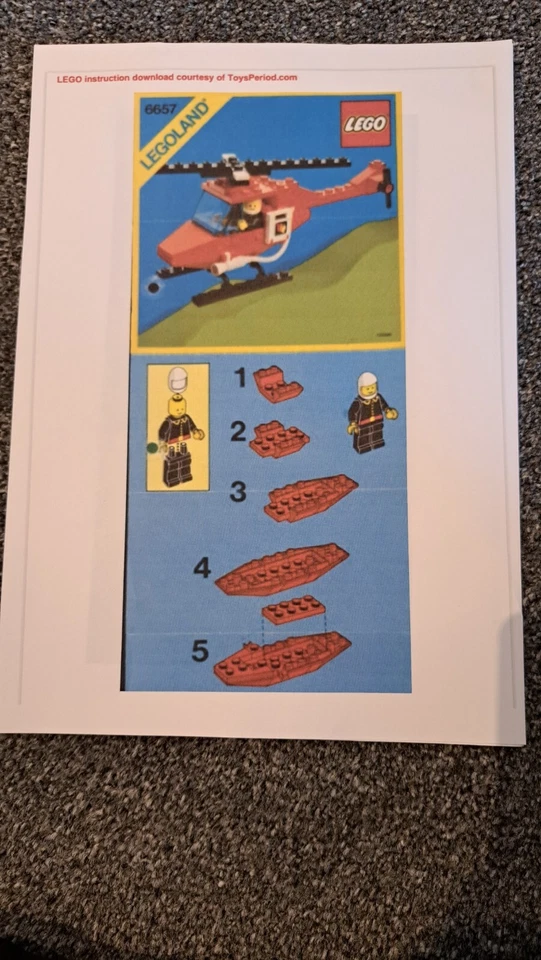 LEGO Sets: Classic Town: 6657-1 пожарный патрульный вертолет (1985) 100% винтажный с минифигуркой - Изображение 4 из 4