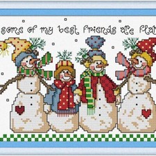 Frosty Delights Cross Stitch Kit - Whimsical Snowman Patterns for Easy Embroider
