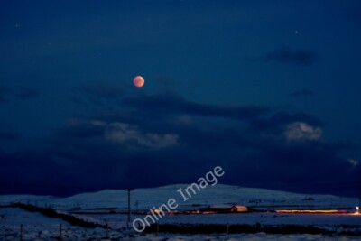 Photo 6x4 Lunar eclipse over Baltasound Voesgarth It is dawn, still befor c2010