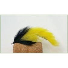 Pike Flies, 4 Pack Black & Yellow Pike Bunny sizes 1/0 and 2/0, Strong Hooks