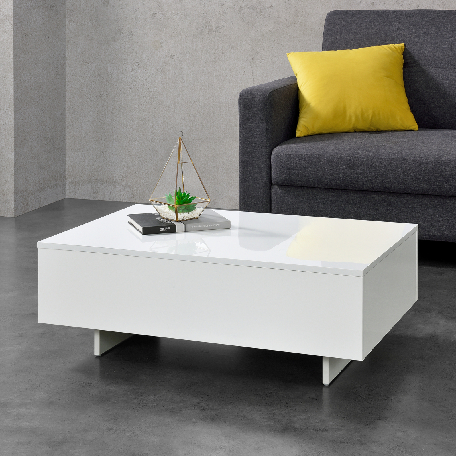 Immagine 01 - Tavolino da Salotto Tavolo Tabella Del Sofà Mobile 85x55x31cm Bianco
