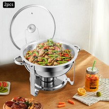 2PCS Piatto Chafer, Riscaldatore Buffet, Padella Gratin come Scaldavivande con Coperchi
