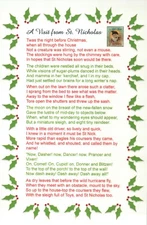 A Visit from St Nicholas Poem, Saint Nick, Twas the Night Before Christmas, Card