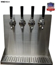 Wall Mount Beer Dispenser 4 Faucets- Steel Draft Beer Tower made in USA- WMD15-4
