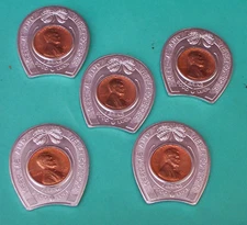"Keep Me And Never Go Broke"  1967 Lincoln Encased Cent Good Luck Token lot of 5