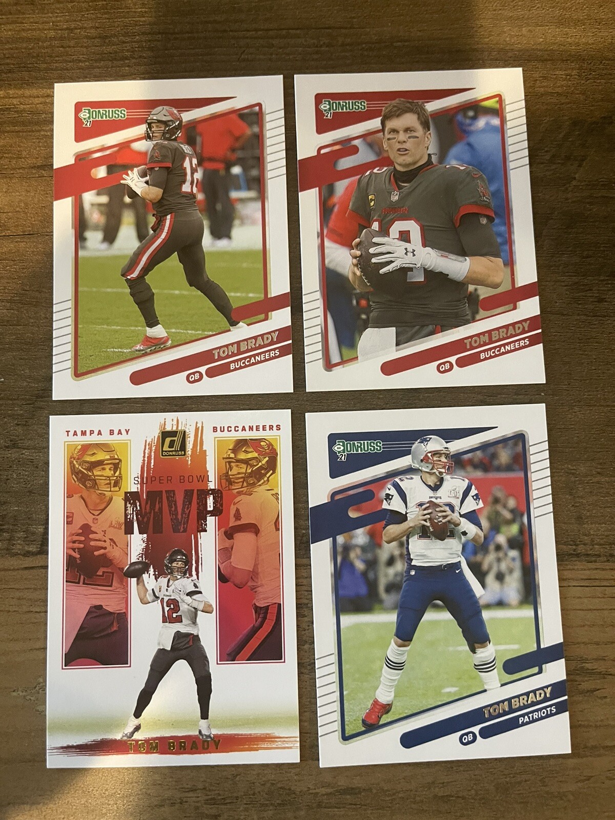 4 Card Lot 2021 Donruss Bucs Pats Tom Brady Base Photo Variation Super Bowl  MVP | eBay