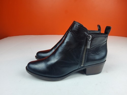 Lucky Brand Women Ankle High Western Block Heel Bootie Black leather 5M (# 831) - Picture 2 of 9