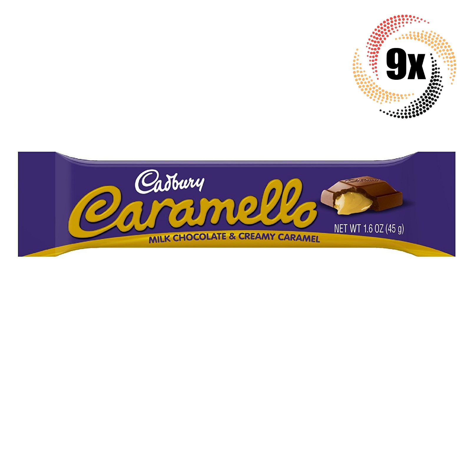 9 упаковок молочного шоколада Cadbury Caramello и сливочно-карамельных конфет | 1,6 унции