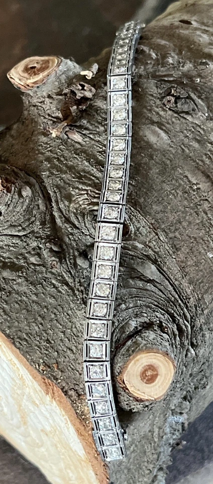 Brazalete de eslabones vintage de platino y diamantes Foto 4 de 4