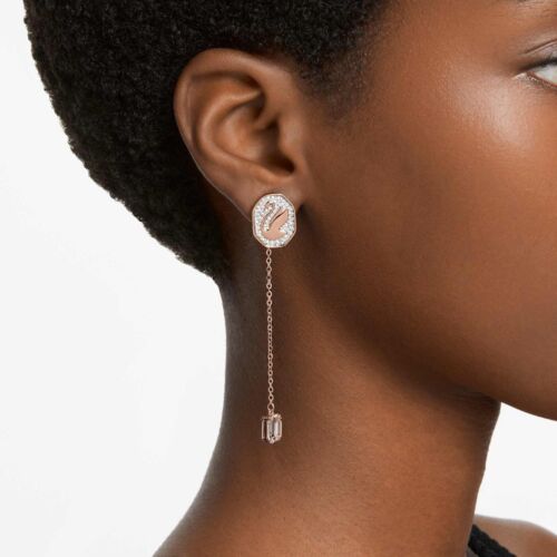 Swarovski Swan drop earrings Swan, White, Rose gold-tone plated 5628569 - Picture 3 of 4