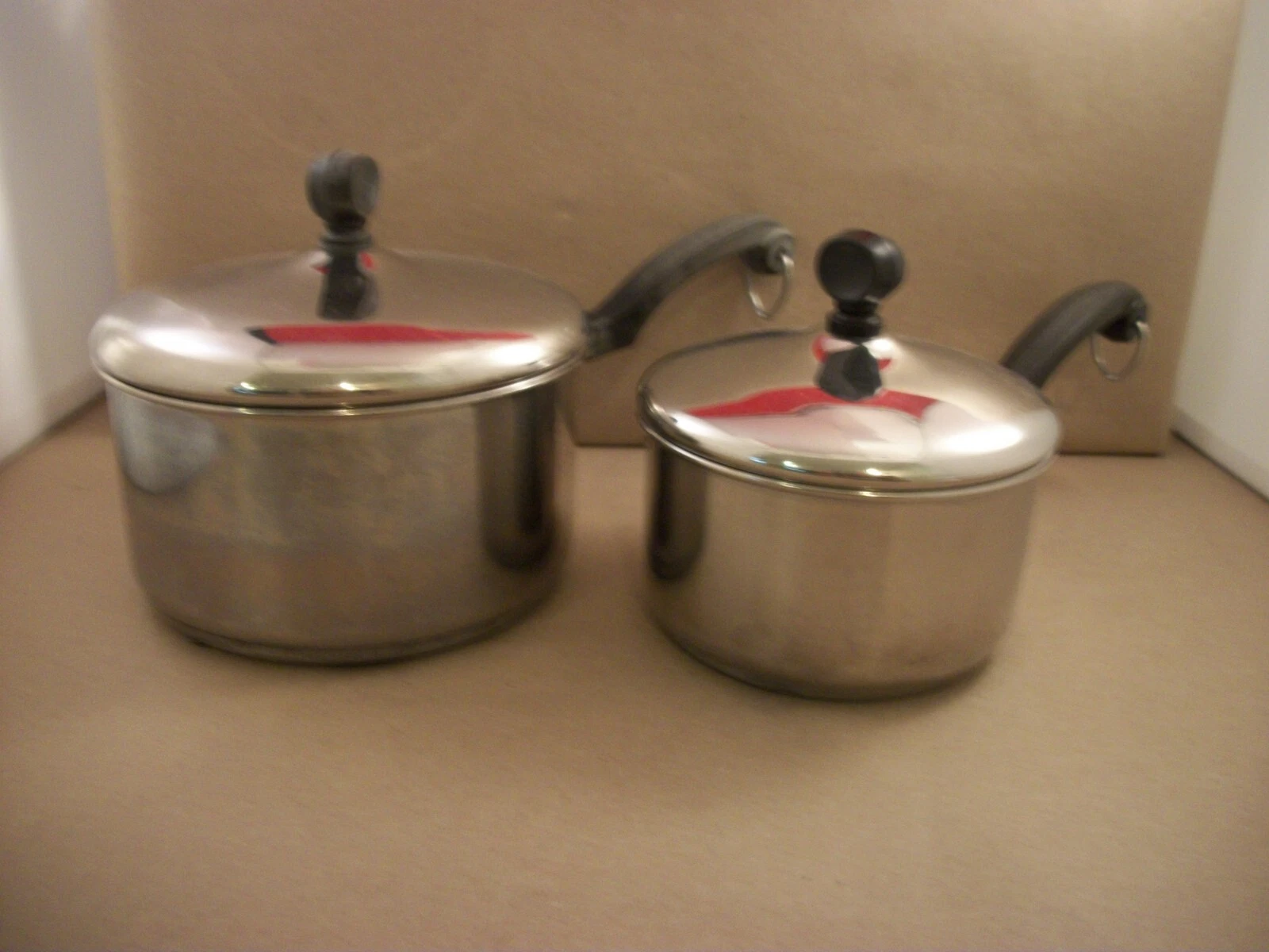 Vintage Farberware 1 Quart and 2 Quart Aluminum Stainless Steel Pots with Lids