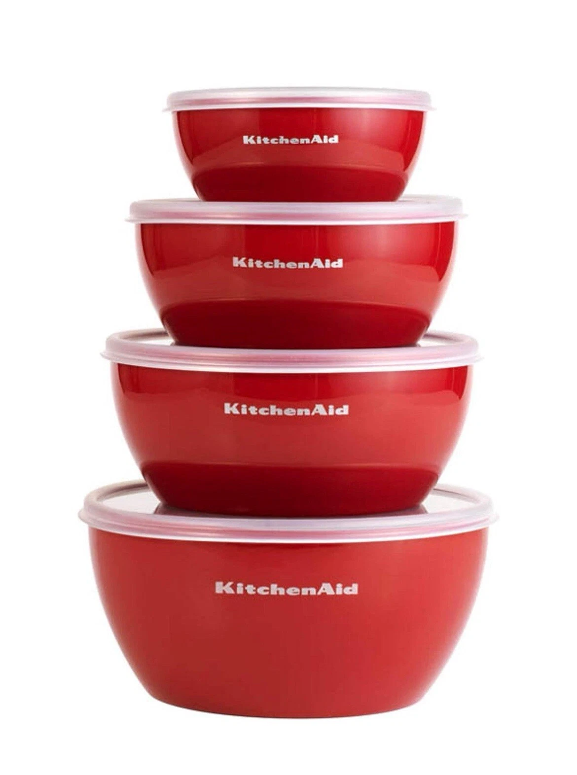 New KitchenAid Classic Prep Bowls with Lids, Set of 4, Empire (Red) 12.6 ounces