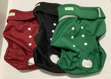 Lot of 3 New Wegreeco Dog Female Diapers XL Burgundy Black Green