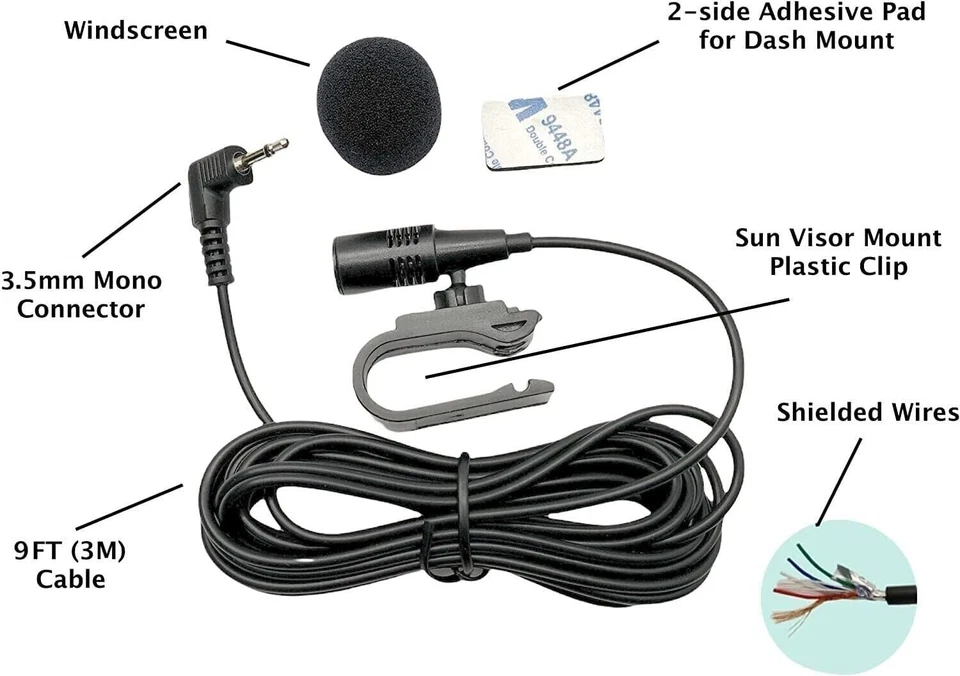 Microphone for JVC KD-T710BT KDT710BT Car Stereo Radio Handsfree Mic Replacement - Image 2 of 4