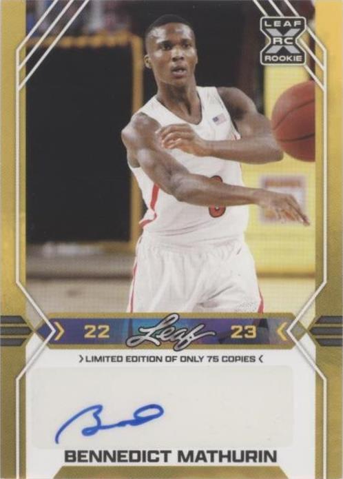 2022-23 Leaf Draft - Bennedict Mathurin #BA-BM1 - 1 of 2