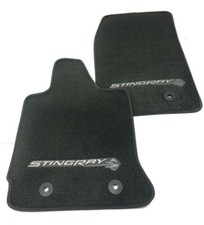 2014-2018 Corvette Stingray C7 Carpet Floor Mats Set Black W Gray Stitching