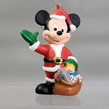 Disney Mickey Mouse Blow Mold Christmas Ornament Sant Suit Toys Plastic 3 3/4"