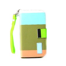Funda de cuero tipo billetera color arco iris para Samsung Galaxy S4 - 1