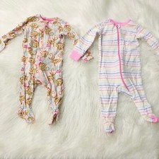 Baby Infant Toddler Zip Up Footed Pajamas Sleeper 2 Piece Newborn 0-3 Months