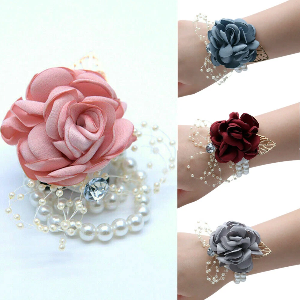 Gluing flowers into prom wristlets is fast and easy