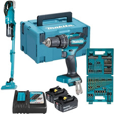 Trapano avvitatore Makita a batteri 18V LXT 3.0 ah x2 +76 accessori DHP485FJX1