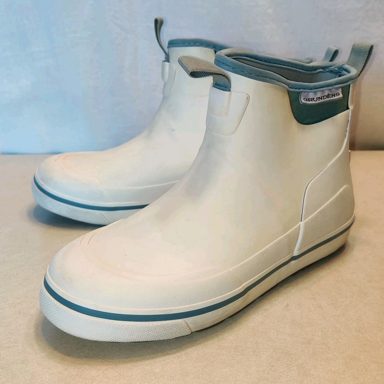 Grundens Deck Boss Ankle Boots Womens (US 6) Fog White Rain Fishing 60011-100