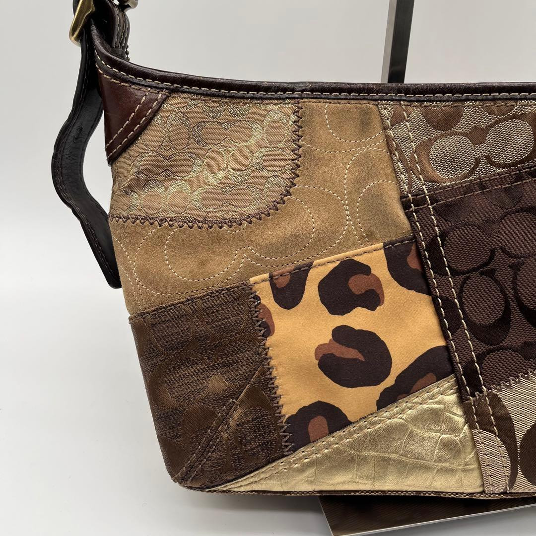 Coach Patchwork 2Way Shoulder Handbag Leather Sue… - image 9