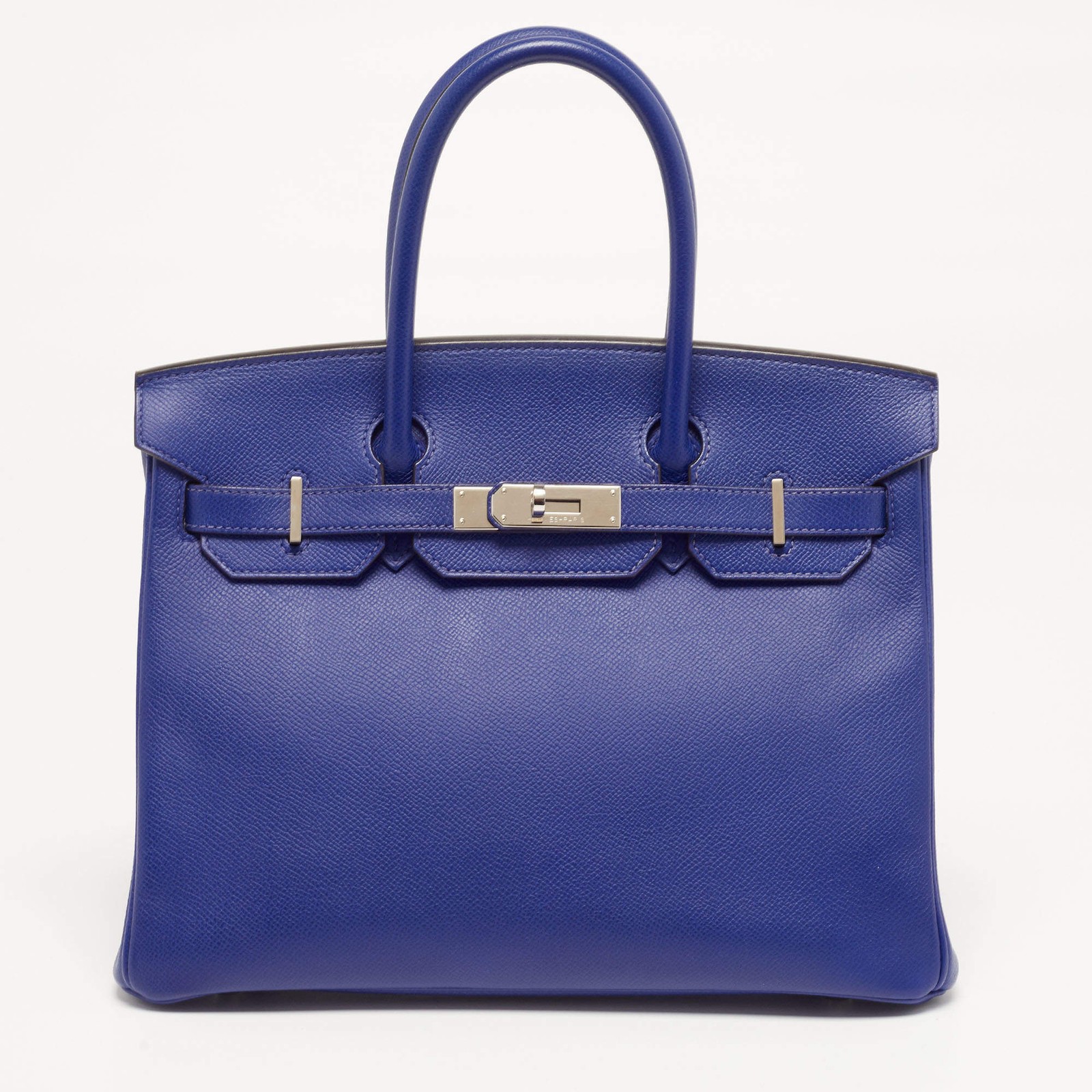 Hermes Birkin 30 Palladium Finish Bleu Electrique Epsom Leather Tote
