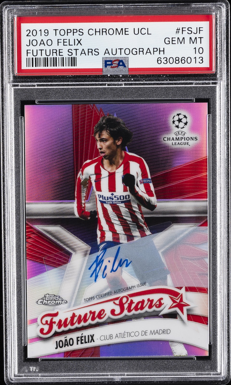 2019 TOPPS CHROME CHAMPIONS LEAGUE FUTURE STARS AUTO JOAO FELIX #/50 PSA 10