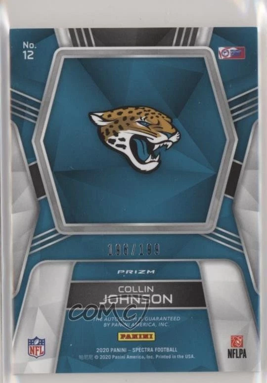 2020 Panini Spectra Rookie Auto /199 Collin Johnson #12 Auto RC - Image 2 of 2