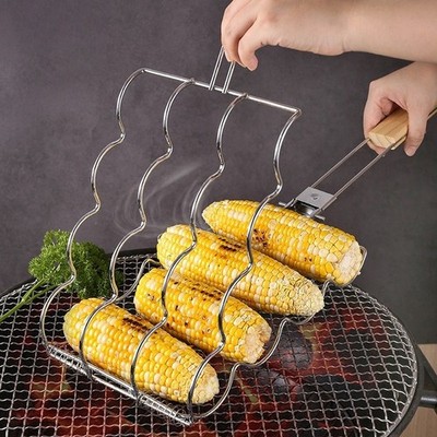 Grillzange für Mais Hot Dogs und Outdoor Kochen Faltbar Eisen Beschichtung Design