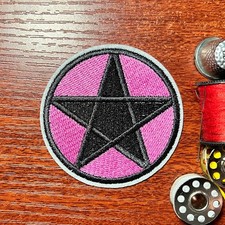 Pastel Goth Patch Pentagram Harmony Protection Humanity Embroidered Iron On 2.5"