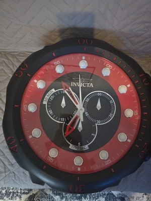 Invicta Venom Hanging Wall Clock Black and Red TESTED AND WORKING!