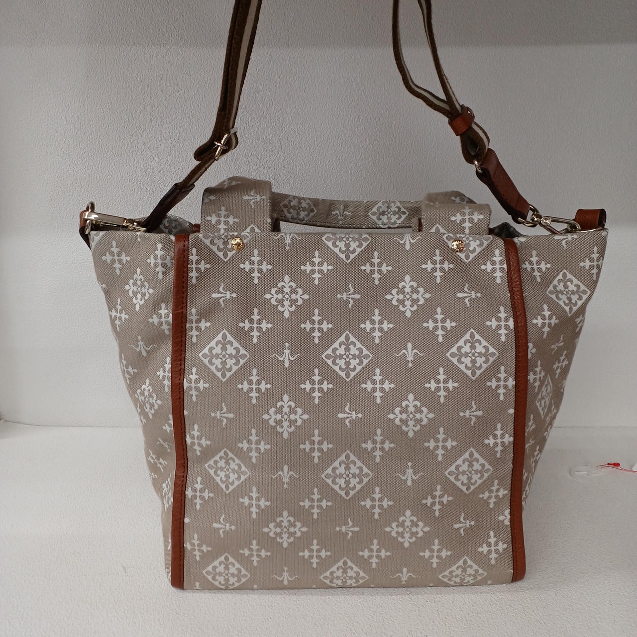 2WAY Bag Model Beige Allover Pattern Condition B … - image 2