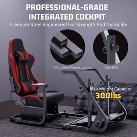 Hottoby G29 Racing Simulator Cockpit With Seat Fit Logitech G923 Thrustmaster