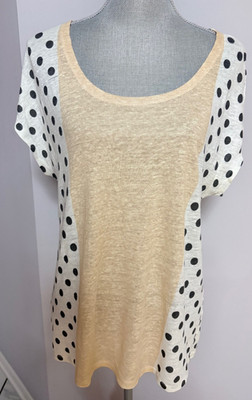 NWT Stefanel shirt/top Size M with black polka dots Linen