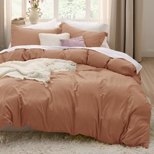 Bedsure Taupe Duvet Cover Queen Size - 3 Pieces Prewashed Cotton-Like Extra S...