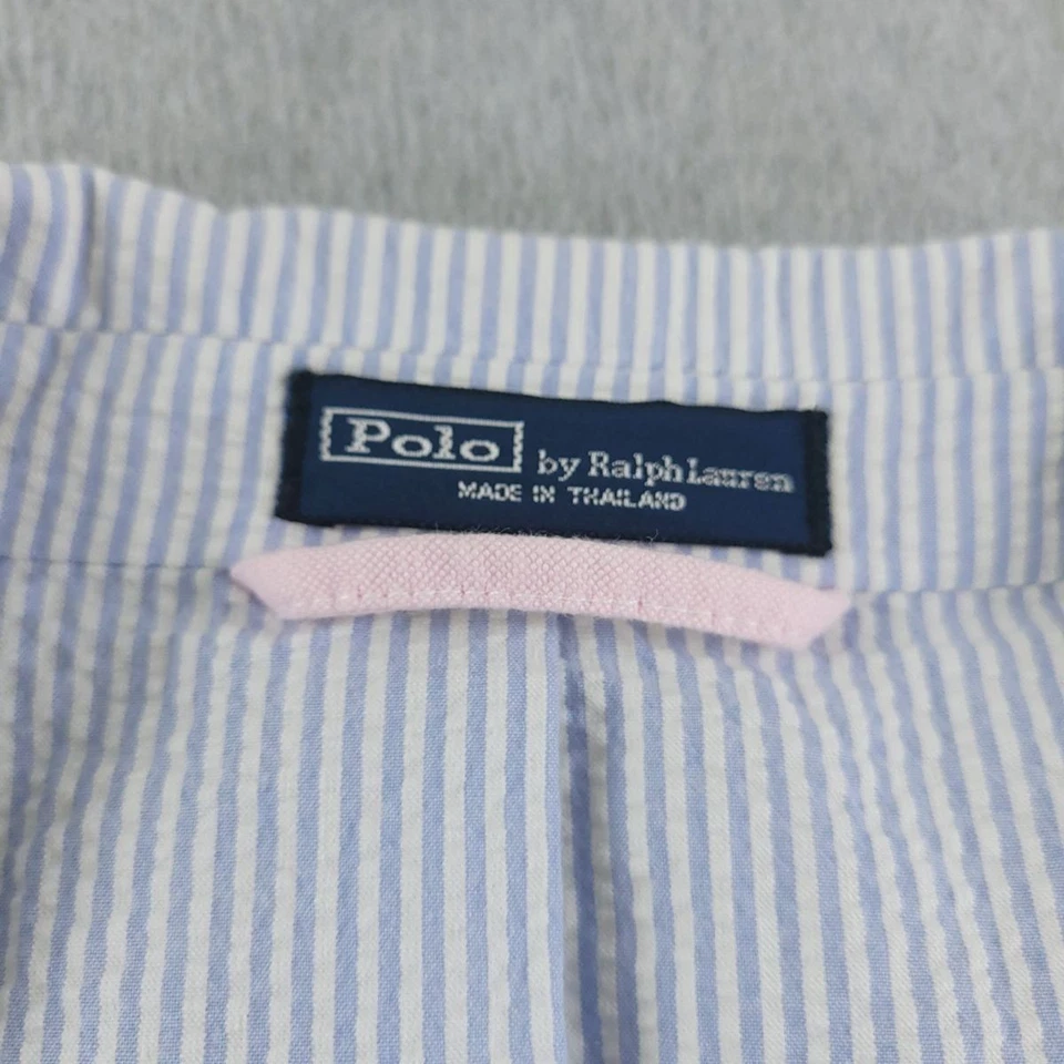 Abrigo Deportivo Polo Ralph Lauren Seersucker 2LT Alto 50L Azul Rayas Algodón Blazer Foto 4 de 4