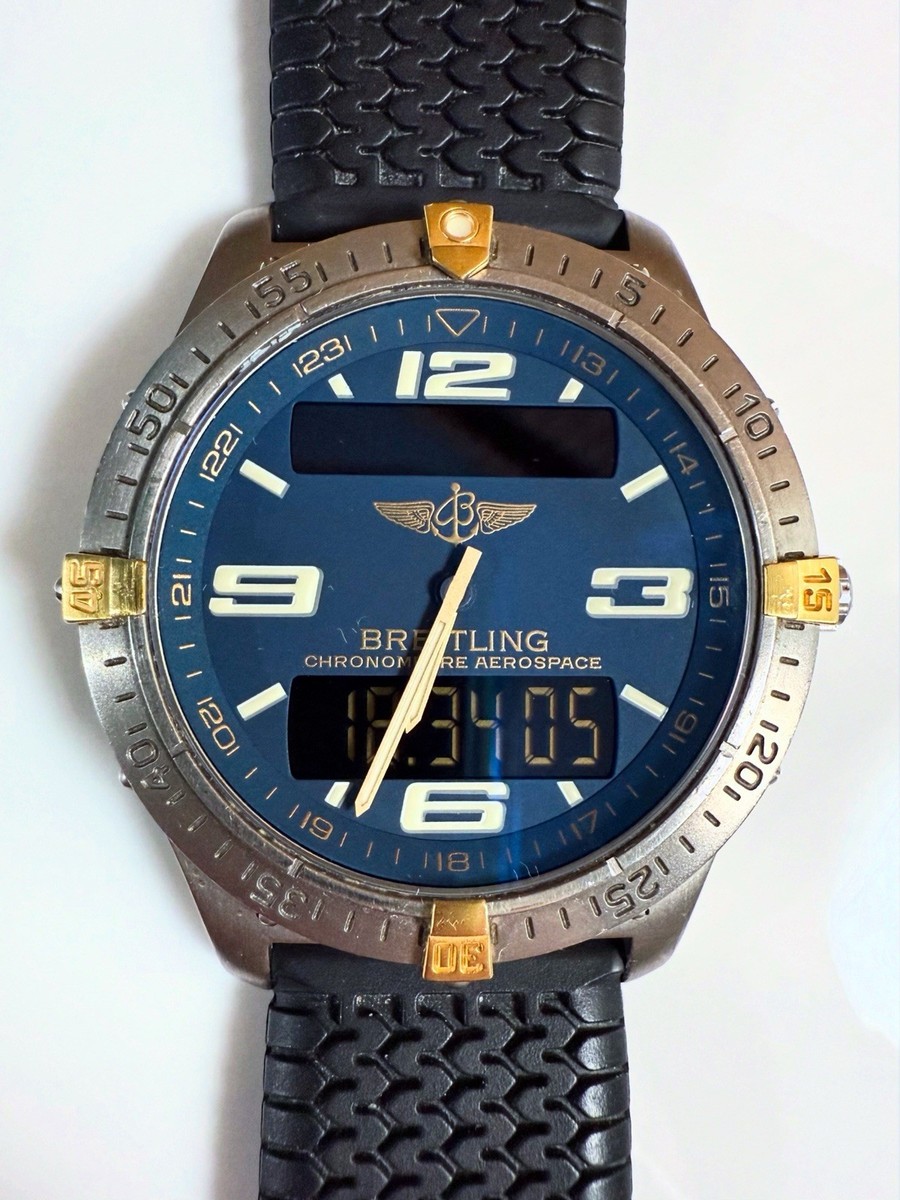 Breitling Chronometer Aerospace Men's Watch F75362 Titanium w Gold