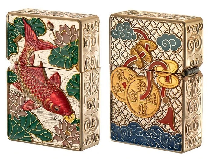 New ZORRO Koi Fish 3D Engraved Square Classic Lighter Windproof Kerosene Lighter