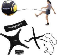 PowerNet Solo Rebounder, Adjustable Soccer Ball Skill Trainer Size 3, Black 