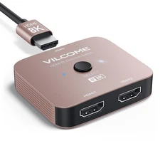 HDMI 2.1 Switch, Ultra HD 8K HDMI Switcher Splitter 2 in 1 Out, Bi-Directiona...