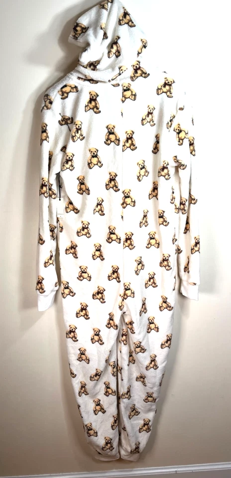 NUEVO CON ETIQUETAS-FOREVER 21 Mono Pijama Con Capucha Polar Confort Osos de Peluche de Una Pieza S Foto 2 de 4